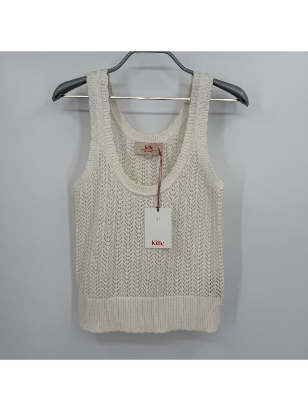 Kilte Collection Hailey Crochet Knit Tank in Ivory size 1/S Cotton-Cashmere
